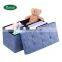 Reatai hot sell pvc leather multicolor foldable long ottoman storage box for clothes long bench