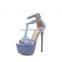 Women Sexy Style Chic Hollow Out Ankle Strap High Thin Heel Back Zip Sandals Shoes