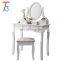 White Dressing Table Set Wooden Makeup Desk With Mirror Drawer Stool Bedroom