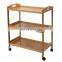 Removable Tray Storage Cart Bamboo Movable Kitchen Dinning Cart With Lockable Casters Wheels Bamboo Kitchen Trolley