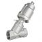 Stainless Steel Sanitary Thread Ends Angle Seat Valve with Pneumatic Actuator