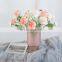 Modern Wholesale Nordic Handmade Clear Pink Cylinder Stripe Flower Frosted Crystal Glass Vase Wedding Decoration Modern Vase