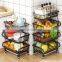 In Stock Foldable 2 Tiers to 6 Tiers Stack Vegetable Fruit Wire Rolling Cart Kids Toy Storage Basket