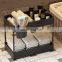 Multi-purpose Bathroom Kitchen Cabinet Plastic Storage Rack Pull Out 2 Tier Under Sink Shelf Organizer Baskets with Hooks