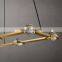 Luxurious classic modern frosted glass ball metal industrial  rectangular chandelier home hotel light luxury interior lighting