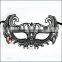 Luxury Elegant Besouro Silver Metal Laser Cut Mask with Rhinestones Crystal