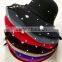 Fashion Women Flower Pearl Beaded Large Brim Trilby Fedora Hats With Ribbon