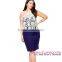 Wholesale New Design Women Pretty Blue Sexy Plus Size Pencil Dress With Crochet Bodice