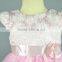 embroidered lace girls dresses with cute pink bow in the waist 2016 wholesale new girls dresses