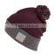 Fashion Folded Up Pom Pom Beanie Custom Patch Winter Beanie Hat