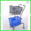 Supermarket plastic double basket shopping cart