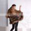 New russia ladies knitted red fox fur with silver fox fur coat