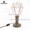 E27 Vintage Concrete Table Lamp Concrete Desk Lamp With Copper Cage Lampshade                        
                                                Quality Choice