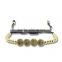 2016 Anil Arjandas Macrame Bracelet Fit Men 24K Gold 4mm Round Beads & 8mm Micro 4pcs balls Stainless Steel Bracelet