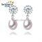 Wholesale freshwater pearl earrings AAA 8-9mm white freshwater drop pearl earrings