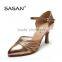 Leather Pointed Toe Ballroom Dance Shoes Patent Gold