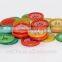 4 Holes Fancy DTM Red, Blue, Green, Yellow, Orange Natural Corozo Nut Logo, Figure Engraved on Buttons