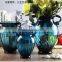 Home decoration european antique amphora blue glass vases for flower arrangements