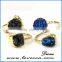 Wholesale Druzy Quartz Ring Blue Natural Druzy Agate Stone Round 10mm Gold
