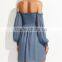 Guangzhou Clothing OEM Off The Shoulder Bishop Sleeve Polyester Fashion Dress