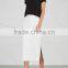 Wholesale Women Apparel Ribbed-effect White Cotton Neoprene Skirt(DQE0358SK)