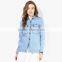 newest fashion design plain light blue women jeans jacket wholesale