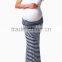 Fold Over Waistband Navy Blue White Print Maternity Long Skirts