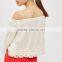 Factory direct sale boho style off shoulder crochet long sleeve female tops