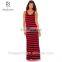 Sex plus size black red stripe racer back maxi sundress