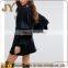 Shift Dress with Tiered Frill Sleeves Crew Neck Black Long Sleeve Mini Dress China Dongguan Supplier