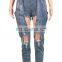 New Autumn Winter Female Denim Pants Women Retro Hole Tassel Jeans Straight Trousers Fashion Casual Solid Color Pants