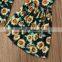 2PCS set Toddler Kids Baby Girls Sunflowers Clothes Ruffles Sleeveless Yellow T-shirt Top Flared Pant Bell bottom