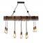 Restaurant loft natural wooden vintage hemp rope pendant lamp Industrial chandelier light
