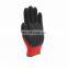 Slip Resistant Latex Coated Fishing Gloves Red Polyester Knitted Fiber Textured Rubber Dipped Gardening Safety Work Gloves
