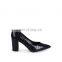 Women fancy design black crocodile design ladies heel pointed toe attractive color pumps shoes