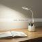 Foldable desk light in promotion rechargeable innovative bright Square base Pen container led table lamp