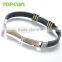 Topearl Jewelry Freemason Masonic Stainless Steel Black Rubber Men Bracelet MEB865