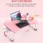 Stock on bed computer folding indoor lazy student study small desk folding table with cup slut