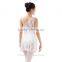 (D3338) White Lace Dance Dress, Ballet White Dress, Ballet Leotard Dress, White Dance Costumes