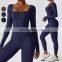 Custom Fitness Rompers Sexy Workout Wear Bodysuit One Piece Jumpsuits Long Sleeve Square Neck Women Gym Yoga Jumpsuit