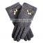 custom sheep wool winter ladies warm leather glove with PU bows