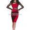 Long Sleeve Lace Sleeve Dress Pencil Red Women Sexy Night Clubwear Party Dress