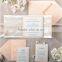 Hot sale rustic white wedding invitations with peach laces&white ribbons&label papers                        
                                                Quality Choice