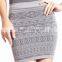 Wholesale Stylish Cheap Stripe Lace Sleeveless Body Shaping Top Crop Knitted Wrap Skit Suits