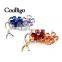 Fashion Jewelry Colorful Crystal Flower Pin Brooch Women Lady Dresses Hijab Scarf Party Promotion Gift Appreal Accessories