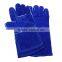 Cowhide split leather navy blue leather gloves