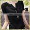 2016 summer short-sleeved chiffon shirt lace shirt sexy V-neck buttons T-shirt