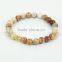 KJL-0102 Fashion Jewelry Crazy Agate Beads Charm Gold Tube Bracelet,Men Natural Stone Elastic Rope Stretch Jewelry