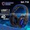 Brand Sades SA-718 Professional Gaming Headset With Microphone Leather Earbuds Volume Control LED Light earphones for PC Gamer