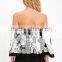 New arrival fashion top designs off shoulder print crop top for women                        
                                                Quality Choice